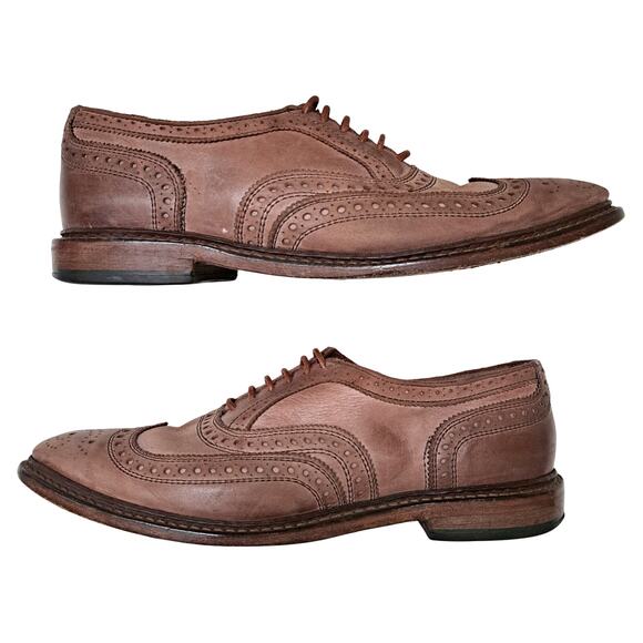 ALLEN EDMONDS Neumok Wingtip Oxford Mens 10 Brown Brogue Classic - Picture 2 of 9